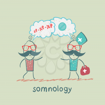 somnology speaks with the patient about the disease and tablets