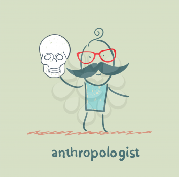 anthropologist holds skull