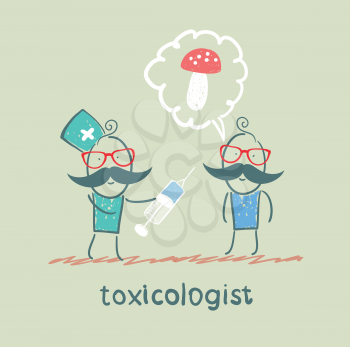 toxicologist makes the patient an injection, which has poisoned mushrooms