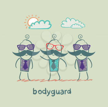 Bodyguards protect businessman