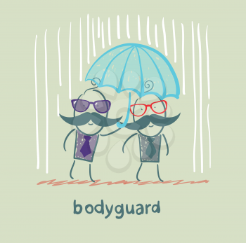 bodyguard businessman holding an umbrella