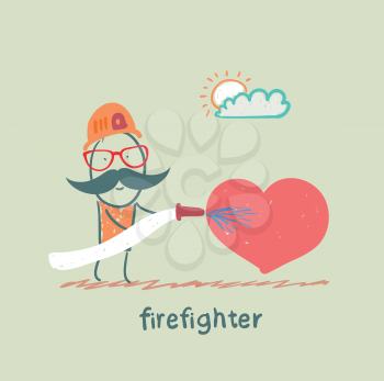 firefighter extinguishes heart