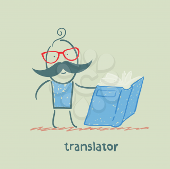 translator reads a book