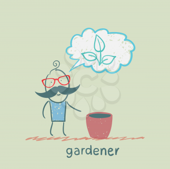 gardener thinks of a beautiful plant