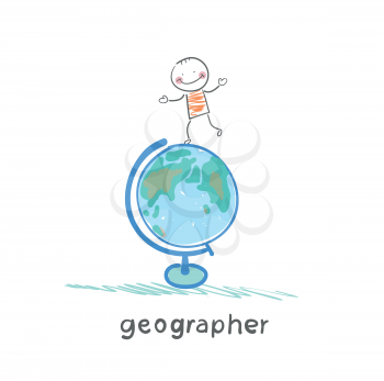 geographer is on the globe