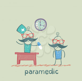 paramedic tablet gives a patient