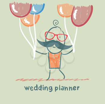 wedding planner with helium balloons