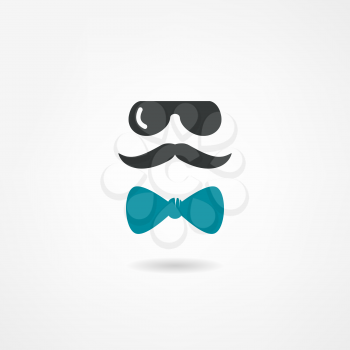 Glasses, mustache and a bow tie
