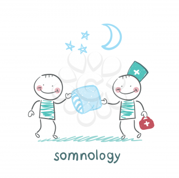 somnology gives the patient a sleep pillow