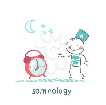 somnology treats a patient with   clock