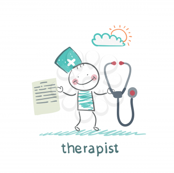 therapist with a folder and stethoscope