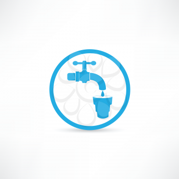 Blue tap water tap icon