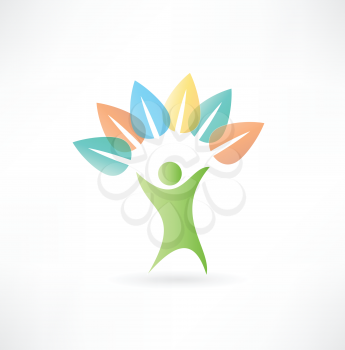 man holding leaves icon