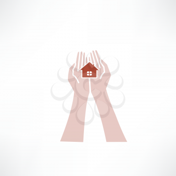 hands holding small house icon