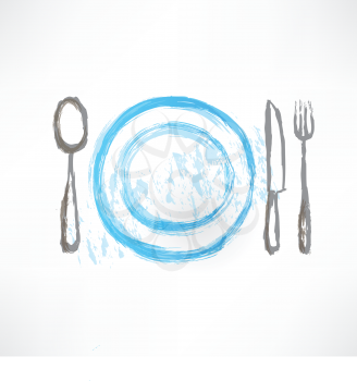 plate with spoon, knife and fork icon