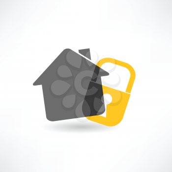 yellow lock and home icon