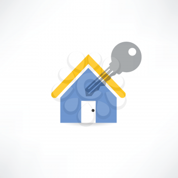 house key with a yellow roof  icon