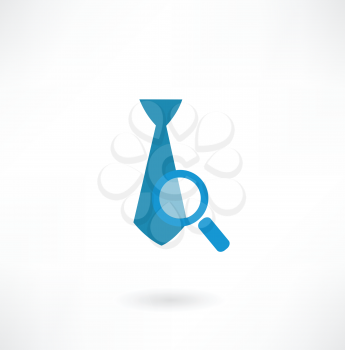 tie under a magnifying glass icon