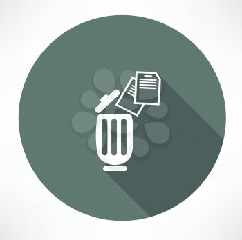 bin with documents icon