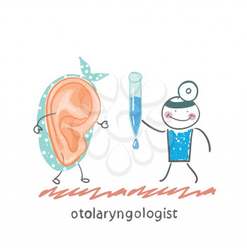 otolaryngologist  gives a patient ear drops