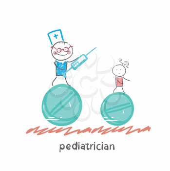 pediatrician pediatrician runs with a syringe