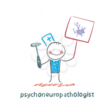 psychoneuropathologist  is drawn with a poster where the nerve cell