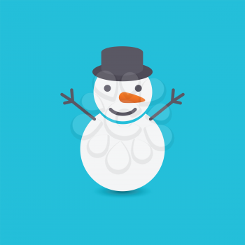 Snowman on blue background