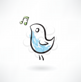bird singing grunge icon