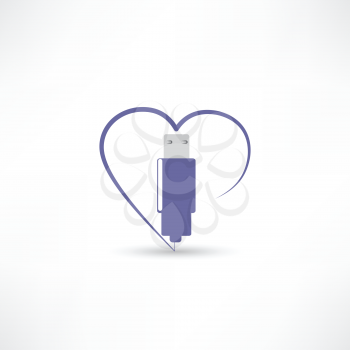 usb in the heart icon