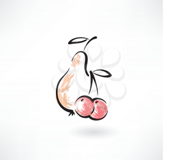 pear and cherry grunge icon