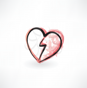 broken heart grunge icon