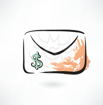 dollar envelope grunge icon