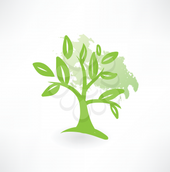 green tree grunge icon