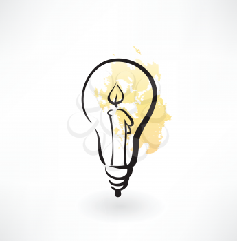 light bulb with candle inside grunge icon
