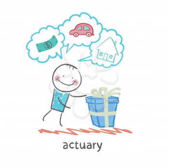 actuary with a gift in which the cars, houses, money
