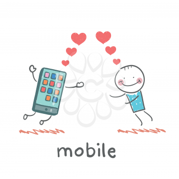 a man in love with mobile