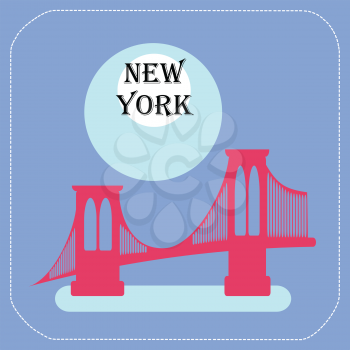 New York City Manhattan Bridge icon flat