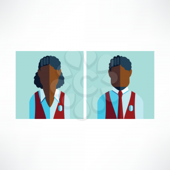 schoolboy and schoolgirl African icon flat