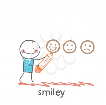 man with a pencil draws smiles