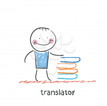 translator reads a book
