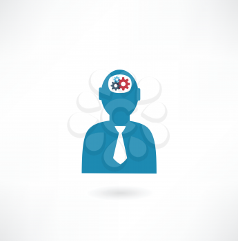 man with cogs in head icon