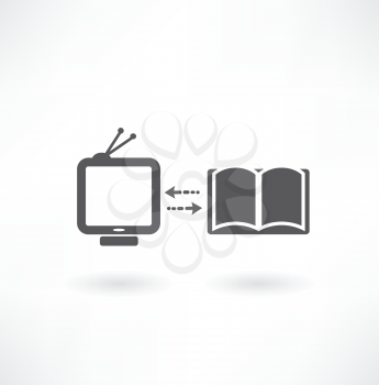 Set of icons with PC, books and TV set