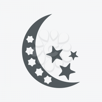 Moon and stars at night - Vector icon isolated