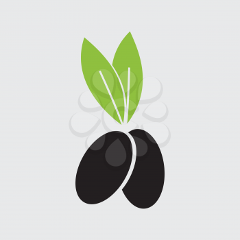 olive with leaves, vector label