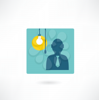 man with a light bulb icon