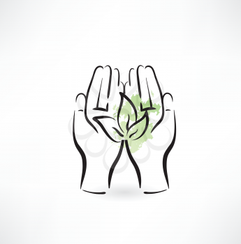 PROTECTING hands ecology icon