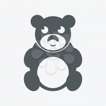 Cute black teddy bear icon on white background