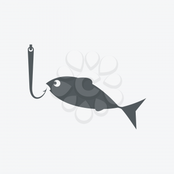 Vector set of various stylized icons for fishing