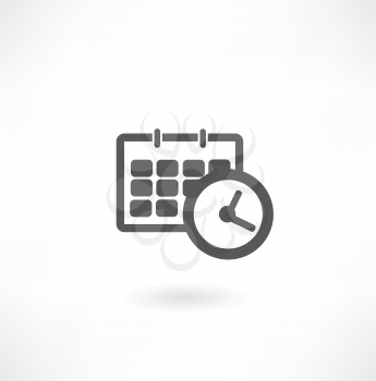 schedule icon - office clock with calendar