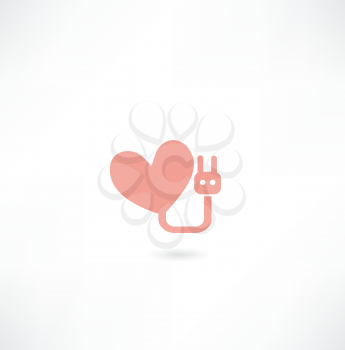 heart with electronic fork icon